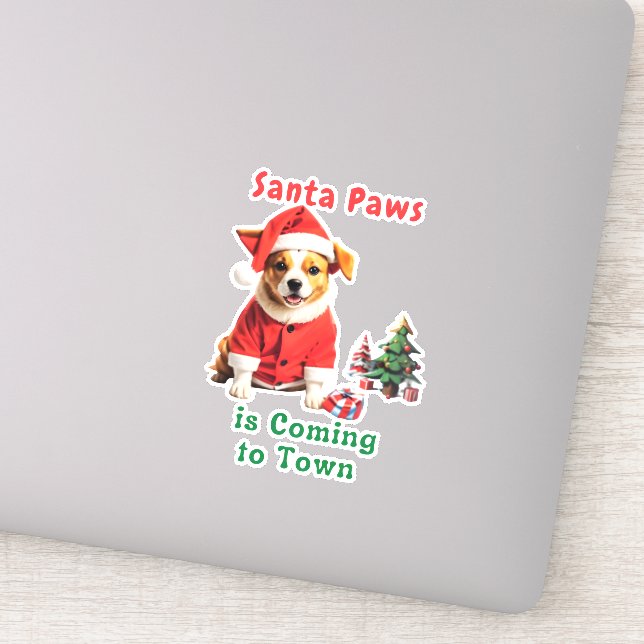 Sticker Père Noël Paws vient à Town Festive Pet (Détail)