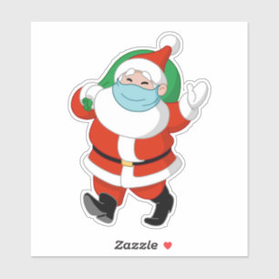 Sticker père Noël portant un masque médical