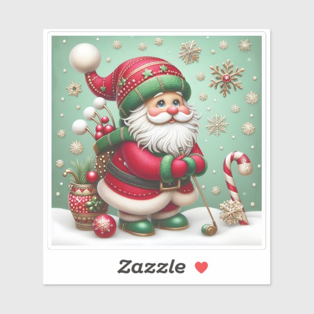 Sticker Père Noël se préparant avec délice pour Noël (Feuille)