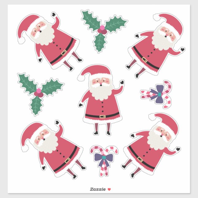 Sticker Père Noël super mignonne, thème de Noël (Feuille)