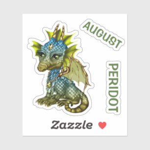 Sticker Peridot d'août de dragon de bébé de pierre