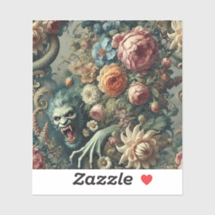 Sticker Peril baroque - Coussin floral gothique