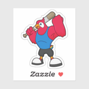 Sticker Perroquet au baseball avec batte de baseball