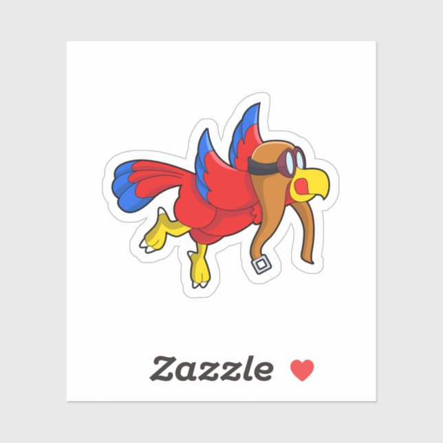 Sticker Perroquet au vol en tant que pilote (Feuille)