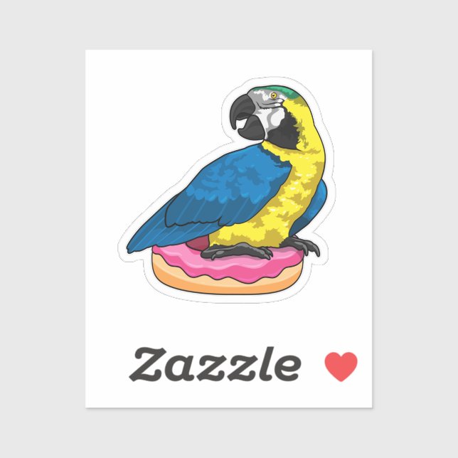 Sticker Perroquet avec Donut (Feuille)