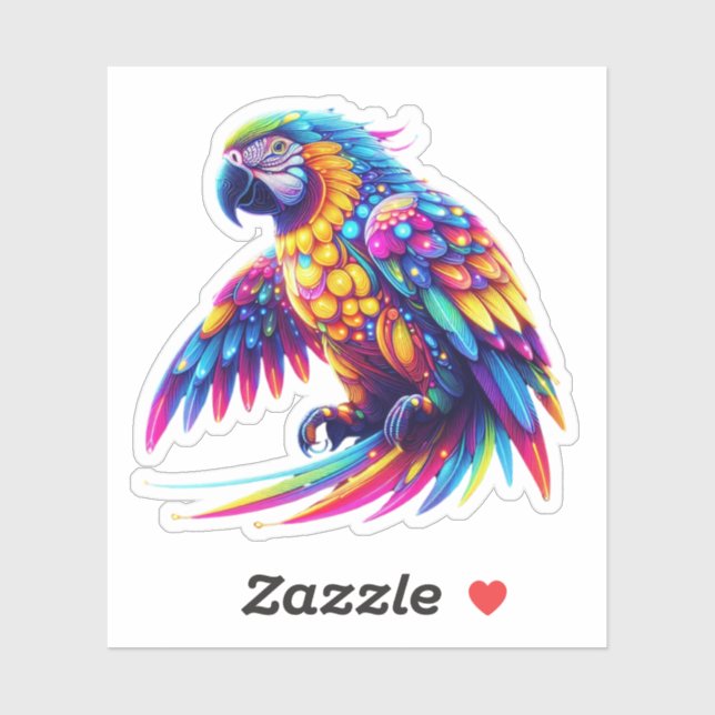 Sticker Perroquet brillant et coloré (Feuille)