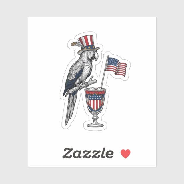 Sticker Perroquet Patriotique Cocktail Design Vectoriel Vi (Feuille)