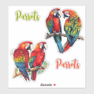 Sticker Perrots Exotiques Tropicaux Colorés Cutomizables