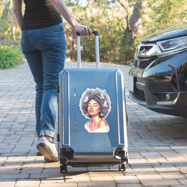 Sticker Personalized Afro Beauty Portrait  Water Bottle (Valise Insitu)