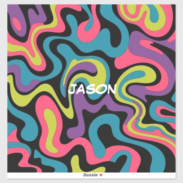 Sticker Personalized Neon Abstract Pattern — Retro Design (Feuille)