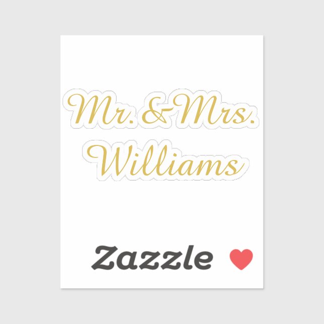 Sticker Personalized Vinyl Custom Wedding Sign Gold Name (Feuille)