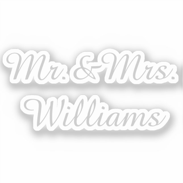 Sticker Personalized Vinyl Custom Wedding Sign Silver Name (Recto)