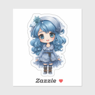 Sticker Personnage bleu festif diffusant la joie de Noël