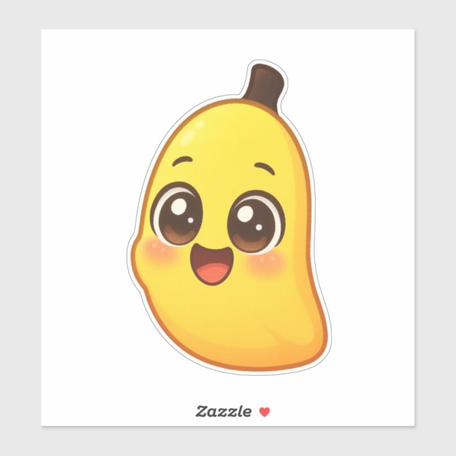 Sticker Personnage de banane Kawaii mignon (Feuille)