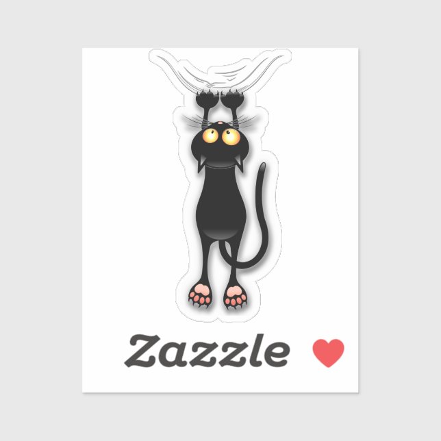 Sticker Personnage de chat drôle grattant le tissu (Feuille)