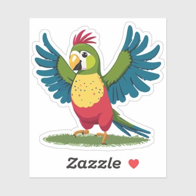 Sticker Personnage de dessin animé de perruche bébé mignon (Feuille)