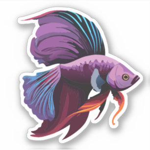 Sticker Personnage de dessin animé de poisson bêta mâle mi