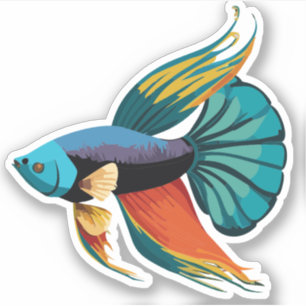Sticker Personnage de dessin animé de poisson bêta mâle mi