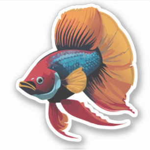 Sticker Personnage de dessin animé de poisson bêta mâle mi