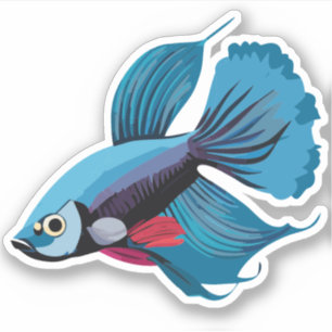 Sticker Personnage de dessin animé de poisson bêta mâle mi