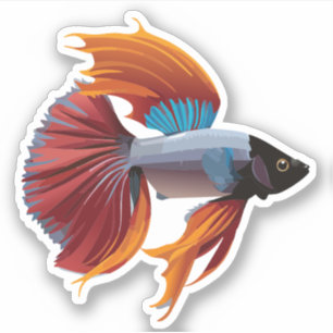 Sticker Personnage de dessin animé de poisson bêta mâle mi