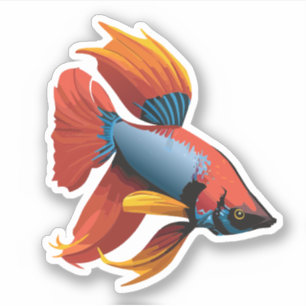 Sticker Personnage de dessin animé de poisson bêta mâle mi