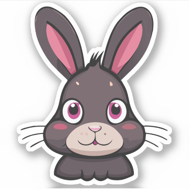 Sticker Personnage de dessin animé lapin mignon (Devant)