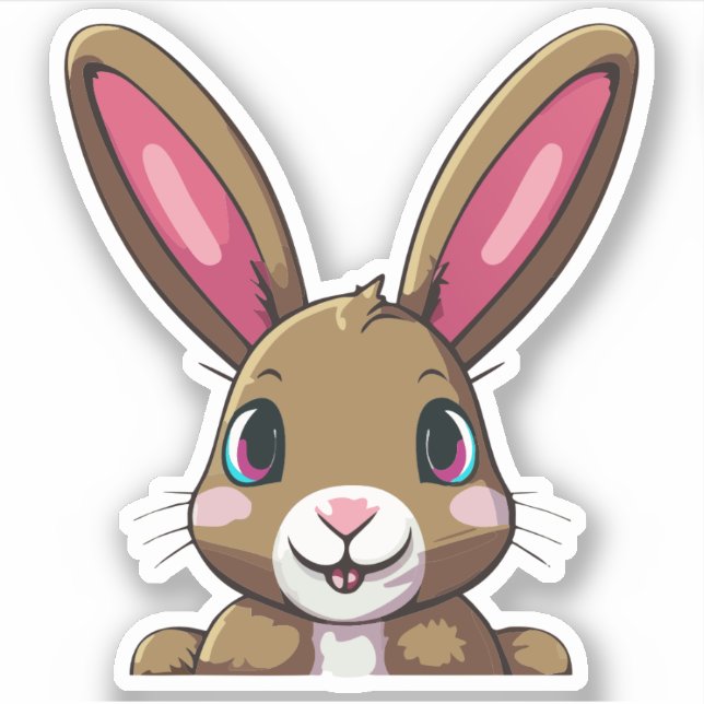 Sticker Personnage de dessin animé lapin mignon (Devant)
