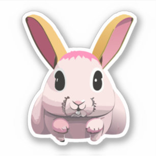 Sticker Personnage de dessin animé lapin mignon
