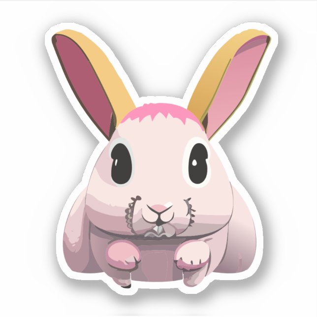 Sticker Personnage de dessin animé lapin mignon (Devant)