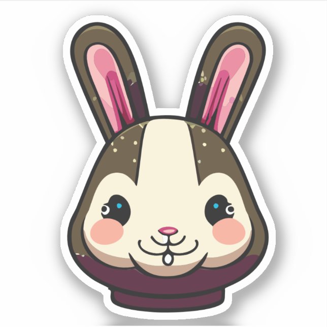 Sticker Personnage de dessin animé lapin mignon (Devant)