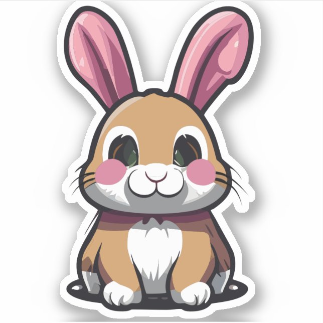 Sticker Personnage de dessin animé lapin mignon (Devant)