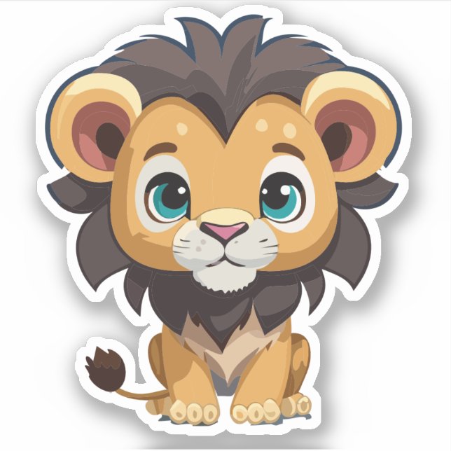 Sticker Personnage de dessin animé Lion mignon (Devant)