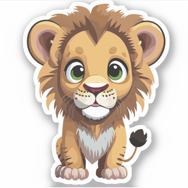 Sticker Personnage de lion de dessin animé mignon (Devant)