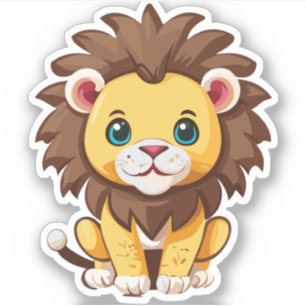 Sticker Personnage de lion mignon de dessin animé