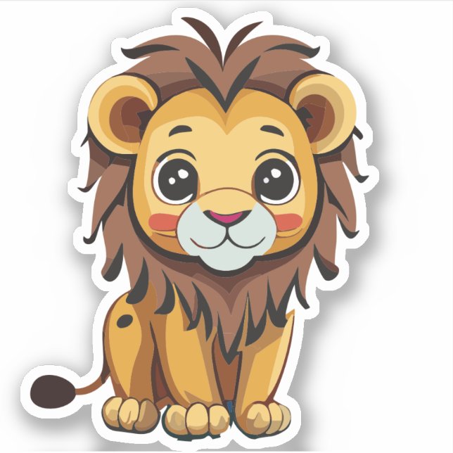 Sticker Personnage de lion mignon de dessin animé (Devant)
