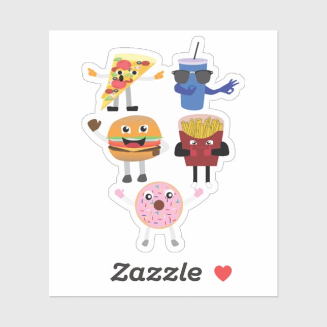 Sticker Personnages de nourriture (Feuille)