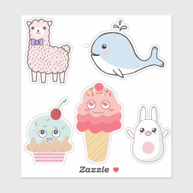 Sticker Personnages Mignons Kawaii (Feuille)