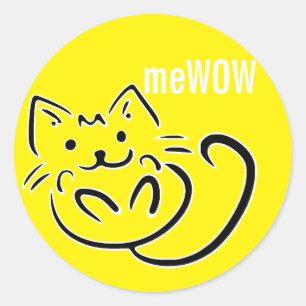Sticker personnalisable meWOW Chat Jaune Bon Trava