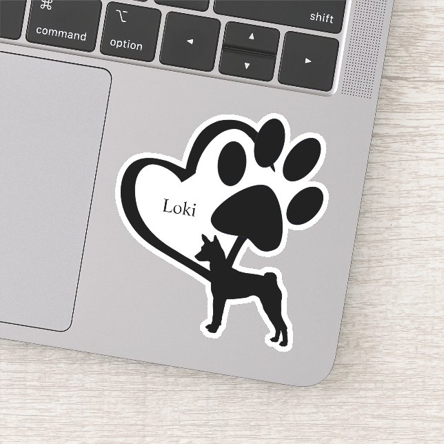 Sticker Personnalisé Basenji Chien Hound Nom du coeur Pers (Détail)