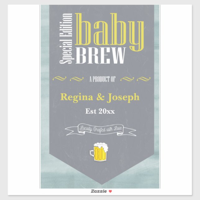 Sticker Personnalisé Bébé Brasser Funny Beer Thème (Feuille)