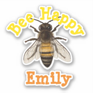 Sticker Personnalisé Bee Happy