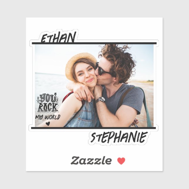 Sticker Personnalisé Black Grunge You Rock My World Photo (Feuille)