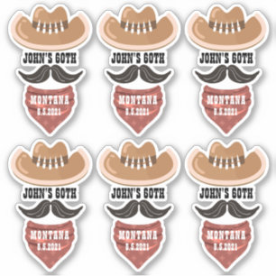 Sticker Personnalisé Cowboy Casquette Western Party Thème