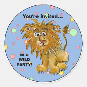 Sticker personnalisé de l'invitation du Lion Party