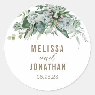 Sticker personnalisé de mariage de jardin succulen