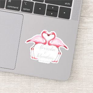 Sticker Personnalisé Enregistrer la date Flamants roses ro
