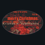 Sticker personnalisé Feliz Navidad World Christmas<br><div class="desc">Souhaitez Noël en plusieurs langues : Feliz Navidad - Feliz Natal - Joyeux Noel - Fröhliche Weihnachten - Buone Feste Natalizie - Joyeux Noël... </div>