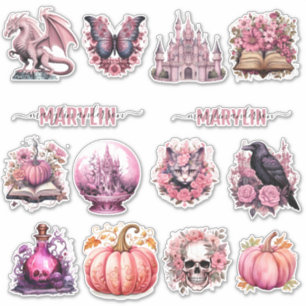 STICKER PERSONNALISÉ HALLOWEEN ROSE GOTHIQUE ÉFFRAYANT