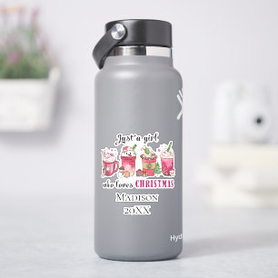 Sticker Personnalisé Juste Fille Qui Aime Noël Tendance